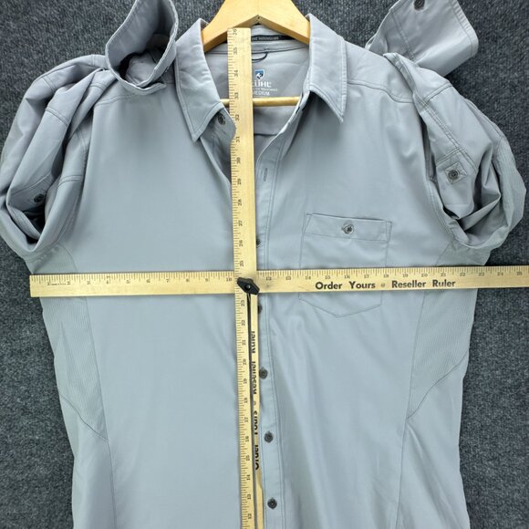 KUHL Shirt Mens Medium Gray Button Up Stretch Quick Dry Performance Outdoor Hike - Picture 12 of 16